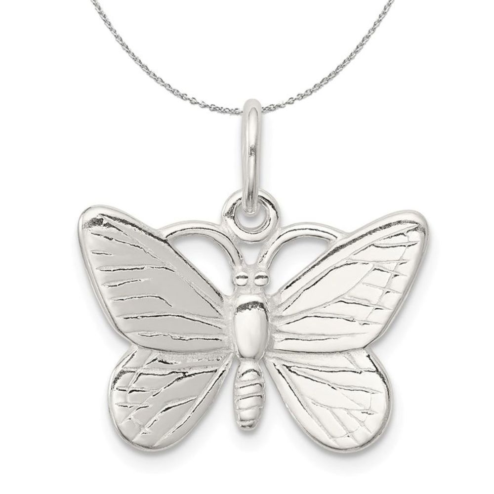 Sterling Silver Solid Polished Butterfly 20mm Necklace - 16 inch